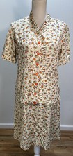 Vintage 1960s Handmade Floral Skirt Set Women  s Size Medium Flowers Retro Midi
