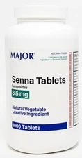 Major Senna 8.6mg Laxative Tablets 1000ct -Expiration Date 01-2028