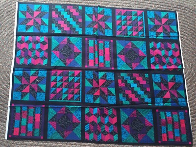 Cranston VIP Patchwork Cheater Quilt Fabric 1 Yd X 44''Vibrant Stars Triangle Etc