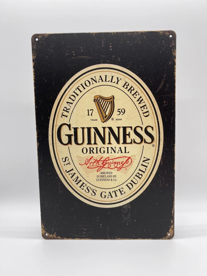 BLACKBEARD WAREHOUSE Blechschild Guinness 20x30cm Nostalgie Retro Reklame Vintage Deko Bier Geschenk
