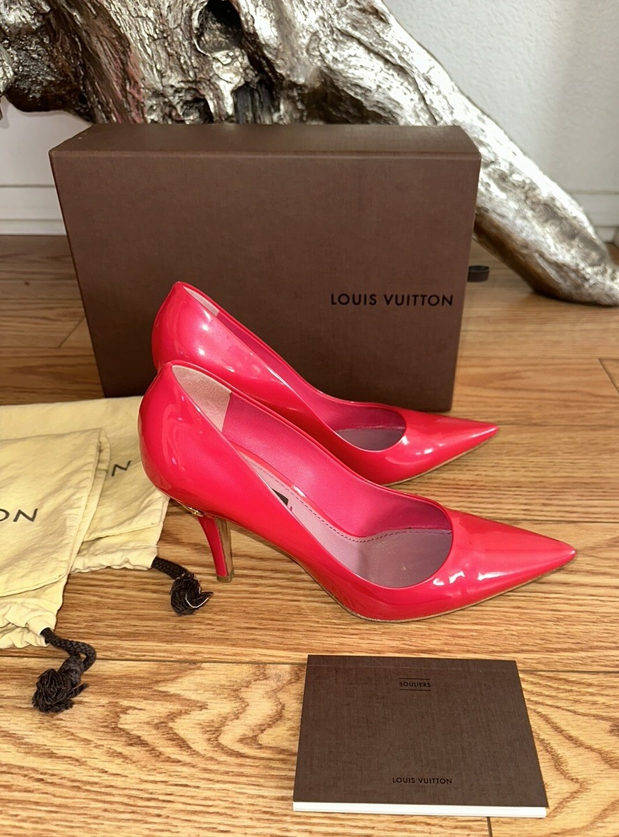 Louis Vuitton Signature Logo Patent Leather Pumps Heels Size 38