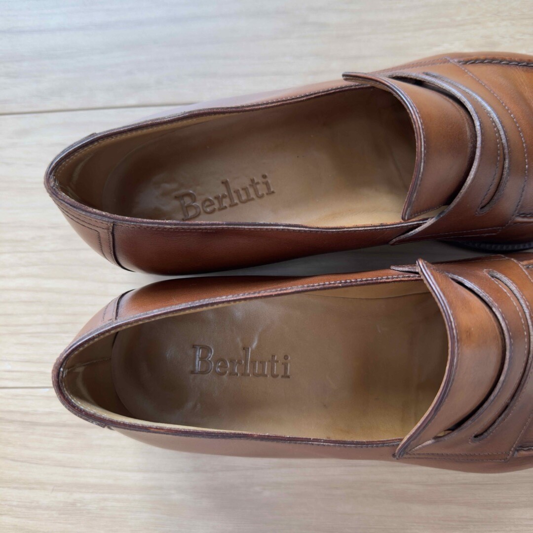 Men's Berluti Andy Loafers Brown Leather Shoes Size 42.5 EU Men's Berluti Andy Loafers Brown Leather Shoes Size 42.5 EU