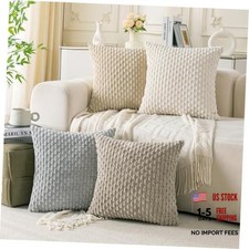 Set of 4 Decorative Throw Pillow Covers 18x18 18" x 18" Pack of 4 Neutral