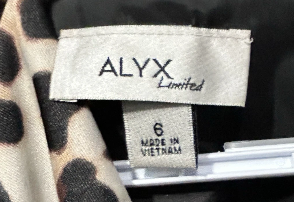 ALYX Abito tubino stampa animalier donna taglia 6 foderato con cintura data notte elegante carriera