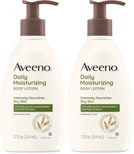 Aveeno Daily Moisturizing Body Lotion Fragrance Free 12 fl.oz (Pack of 2)