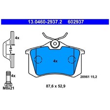 Satz Bremsbeläge Bremsklötze hinten für VW Polo 6N2 3 6N1 6V2 6V5 | 24642903