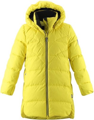Reima Finland Ahde Down Parka Jacket Hooded Coat Lemon Yellow Kids (7-8) Sz 8Y