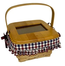 Longaberger Make-a-Basket Natural Large Berry Basket 1999, Liner, Photo Lid