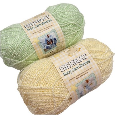 2 Skeins Bernat BABY COORDINATES Yarn Iced Mint & Yellow Custard 5 oz each 3-DK