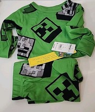 Minecraft Boys SIZE 4 Long Sleeve All Over Print 2-Piece Pajama Sleep Set NWT