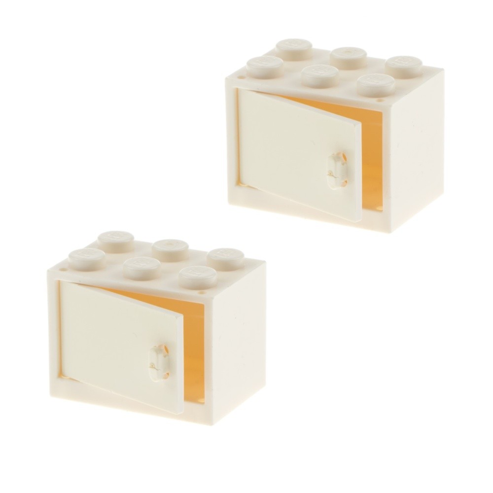 2x Lego Cabinet Housing 2x3x2 Cream White Door Box Container 4533 4532a