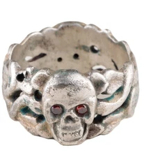 Double Ring Skull Bones Snake WWII Death head WWI symbol of death Goth Cosplay G