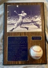 Joe DiMaggio Signed Baseball Framed with Photo & Plaque, 416 of 1941 - 18” X 12”