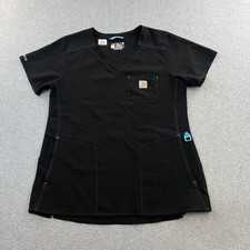Carhartt Force Scrub Top Womens Small Black V-Neck Modern Fit Nursing Medical
