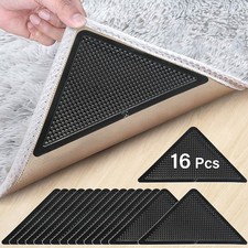 16 Pack Carpet Mat Adhesive Grippers Non Slip Rubber Rug Stickers Reusable Tape