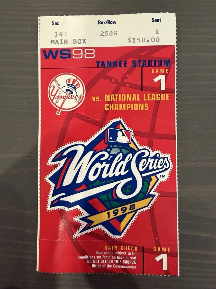 1998 World Series Ticket Stub + Holder Padres at New York Yankees Game 1 EX - Imagem 2 de 3