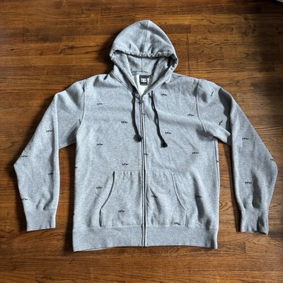 DC Shoes Vintage Zip Up - Size XL (Shoes Pattern) Grey and Black