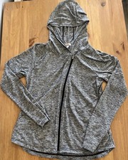 Athleta Women's Grey Heathered Full Zip Hoodie Thumbholes Activewear Size Medium