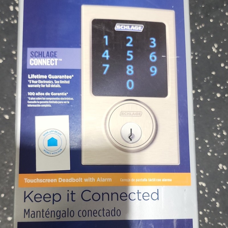 Schlage Connect Z-Wave Touchscreen Keypad Deadbolt Alarm Satin Nickel BE469