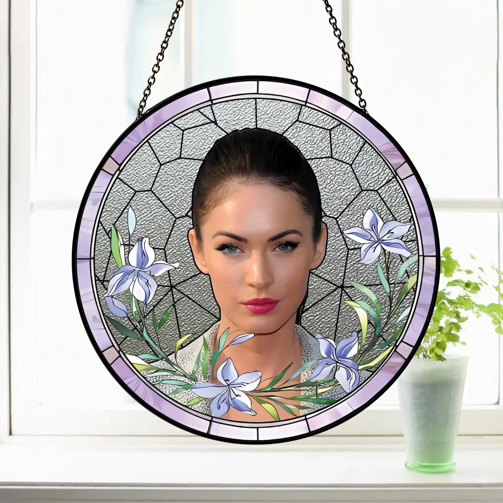Megan Fox  Stained Glass Suncatcher-Home Window Hanging Ornament