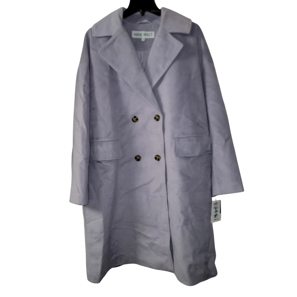 Nine West Women's XXL Lilac Purple Double Breasted Long Coat Pockets Pastel NEW - Image 2 of 4