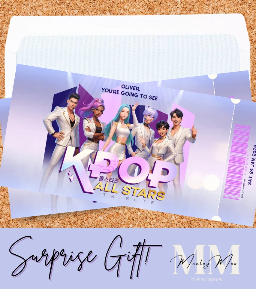 NEWHOUSE LABELS K POP Personalised Concert Music Ticket Souvenir Gift Keepsake Voucher