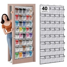 40 Large Mesh Pocket Over the Door Shoe Organizer,Hanging Shoe Rack for Door,...