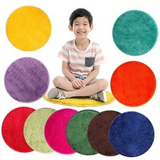 10 Pieces Kids Crazy Carpet Seats Rainbow Floor Rug Mats Warm Colorful Round