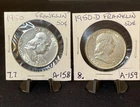 2-Benjamin Franklin Half Dollars.1950 & 1950-D  Low Mintage Coins. A-158 & A-159