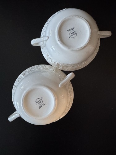 Wedgwood Embossed Etruria Cream on Cream 2 x Soup Bowls - Picture 3 of 5