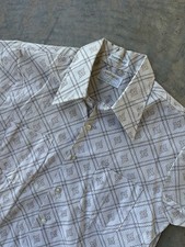 Vintage 70s Andhurst Button Up Geometric Pattern Disco Short Sleeve Shirt M