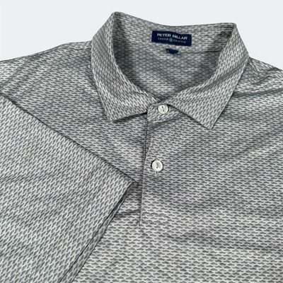 Peter Millar Crown Crafted Geddes Golf Polo Mens Large Gale Gray AOP Car Print