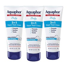 Aquaphor Baby Diaper Rash Cream, 3-in-1 Diaper Rash Relief, 3.5 Oz Tube,