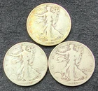 3 LIBERTY WALKING HALF DOLLARS == 1936, 1936 D, 1936 S == 90% SILVER