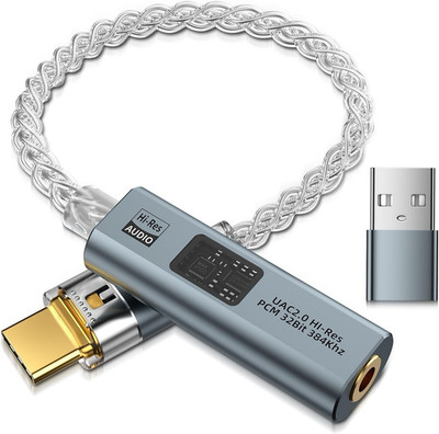 USB-C to 3.5mm Audio Adapter Dual DAC HiFi Amp Headphone Converter