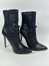 Shoedazzle Black Ankle Boots Bootie 4" Stiletto Heel sz 6.5 Womens