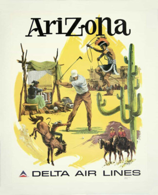Delta Air Lines Arizona Sweney 1974 Reise Eisenbahnen Vintage Druck Kunst Poster