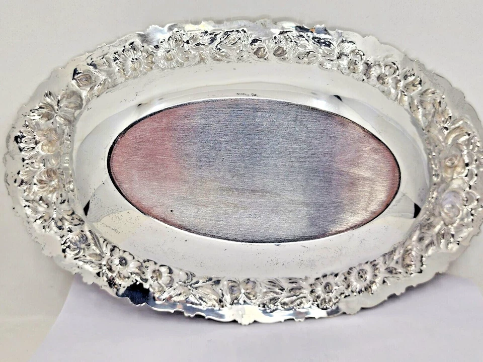 Plato ovalado grande vintage Stieff Rose de plata de ley Foto 2 de 4