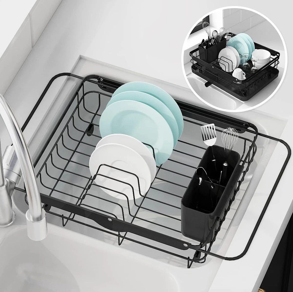 Dish Drying Rack in Sink - Dual-Use for Countertops & Sinks Stainless Steel