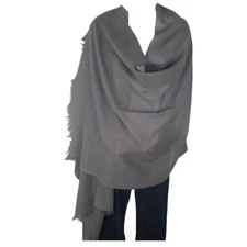 Shawl | Wool + Modal | Paisley Design | Handloomed | Tassels | Gray