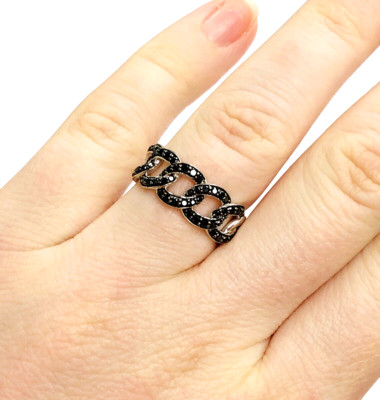 Ring 14 Karat Weißgold weißer schwarzer Diamant