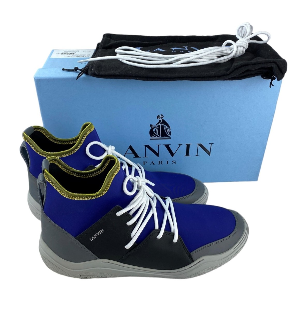 Lanvin Mid Top Sneakers Polyamide Neopren Leather US Size EU 41 New Box