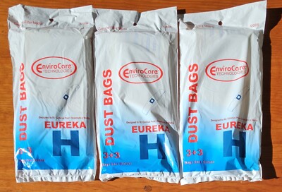 Lot of 3 New Factory Sealed Eureka Vacuum Dust Bags Type H - 3 pk - OEM # 52323A