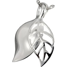 Autumn Leaves Ash Holder Cremation Urn Pendant Necklace Sterling Silver