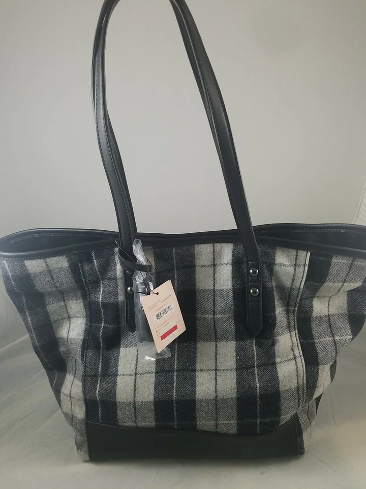 Bolso de Mano Danielle Nicole Color-Block Gris Negro Lana a Cuadros $88.00 Nuevo con Etiquetas Foto 2 de 4