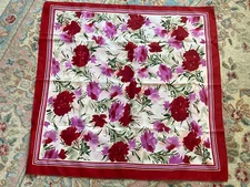 VINTAGE SAKS FIFTH AVENUE 30" SQUARE SCARF MADE IN ITALY SPRING FLOWERS ORIG BOX