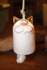 Glocke aus Keramik, Katze zum Hängen, H 14 cm, Keramikglocke Katze