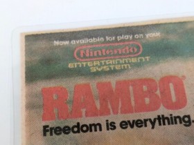 1985 Rambo NES Ad, Laminated Video Game Promo &ndash; &ldquo;Freedom Is Everything&rdquo;