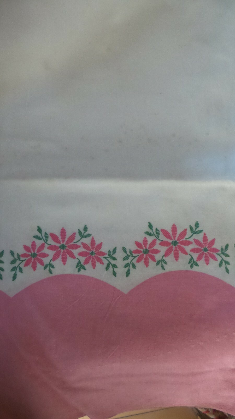 Vintage Cotton Feed Sack, Feedsack Fabric PINK FLORAL, PINK BORDER