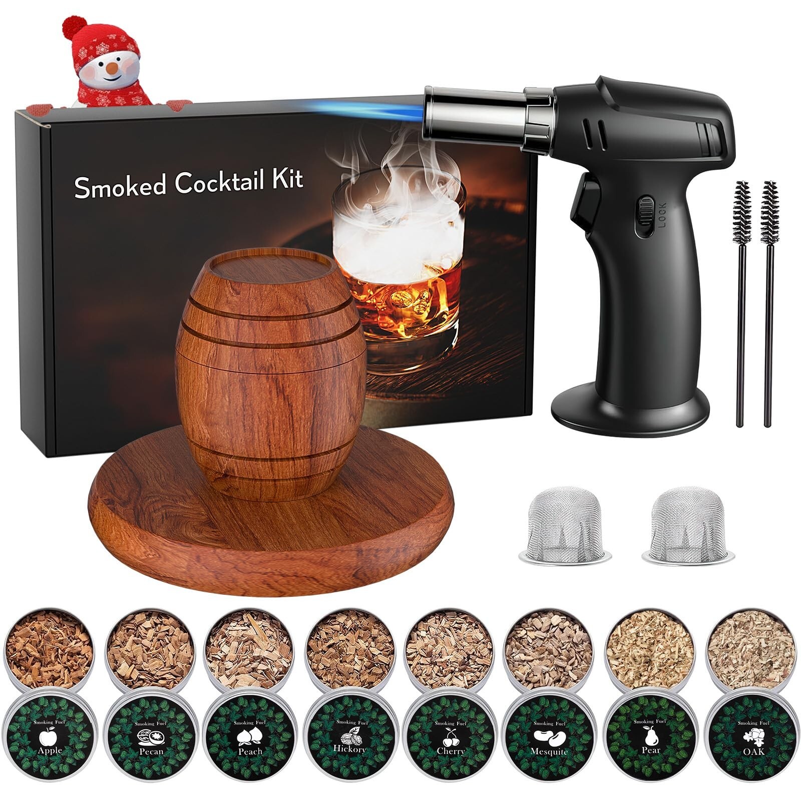 Cocktail Smoker Kit with Torch – 8 Flavors Wood Chips – Bourbon, Old